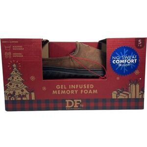Dearfoams Men's Size Small 7-8 Brown Gel Infused Memory Foam Slippers New